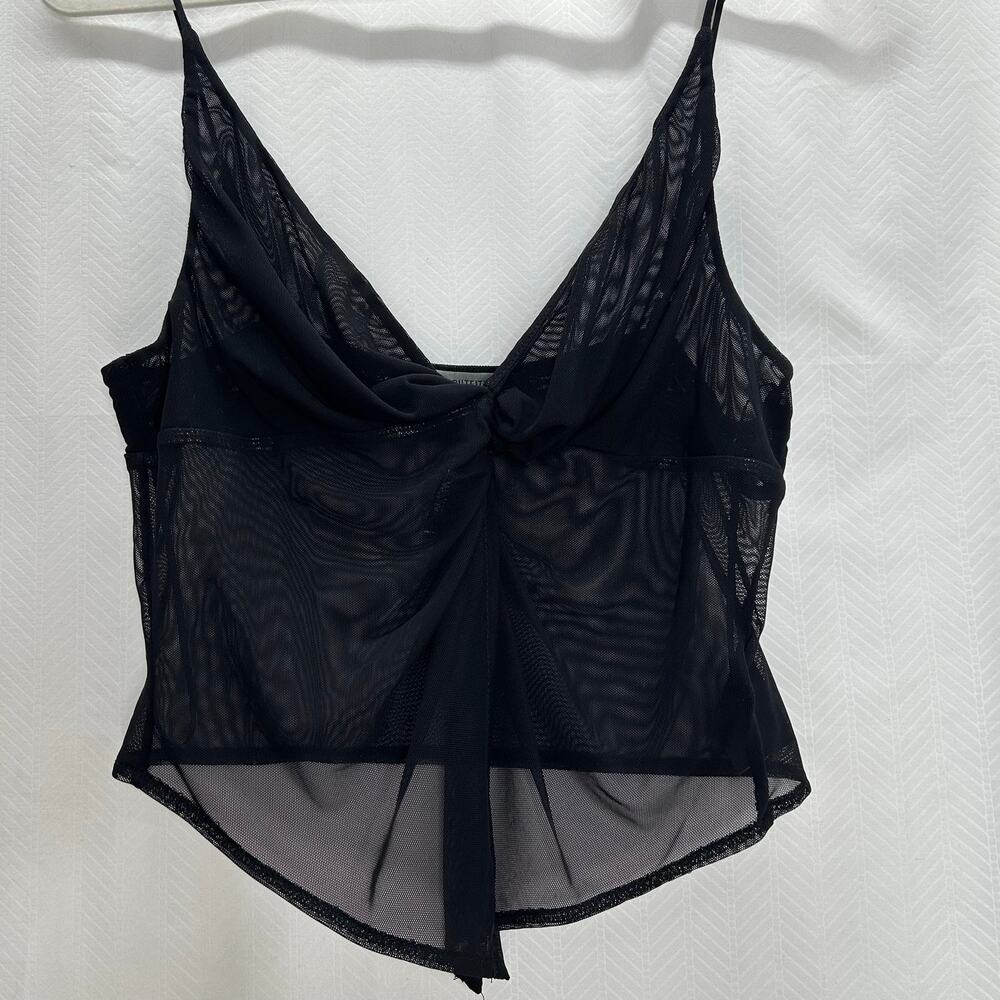 Urban Outfitters black sheer tank top cross front boho gothic grunge